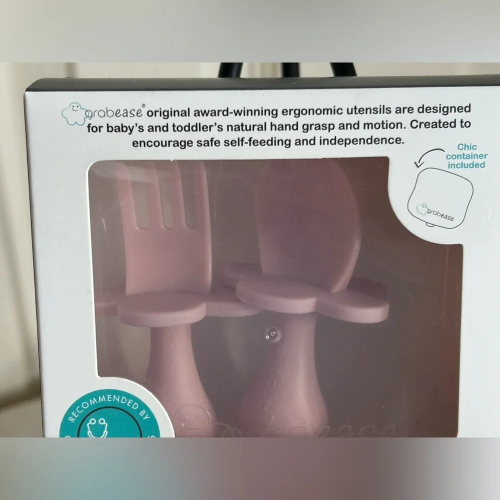 NWT grabease baby toddler ergonomically designed utensils pink age 6m+